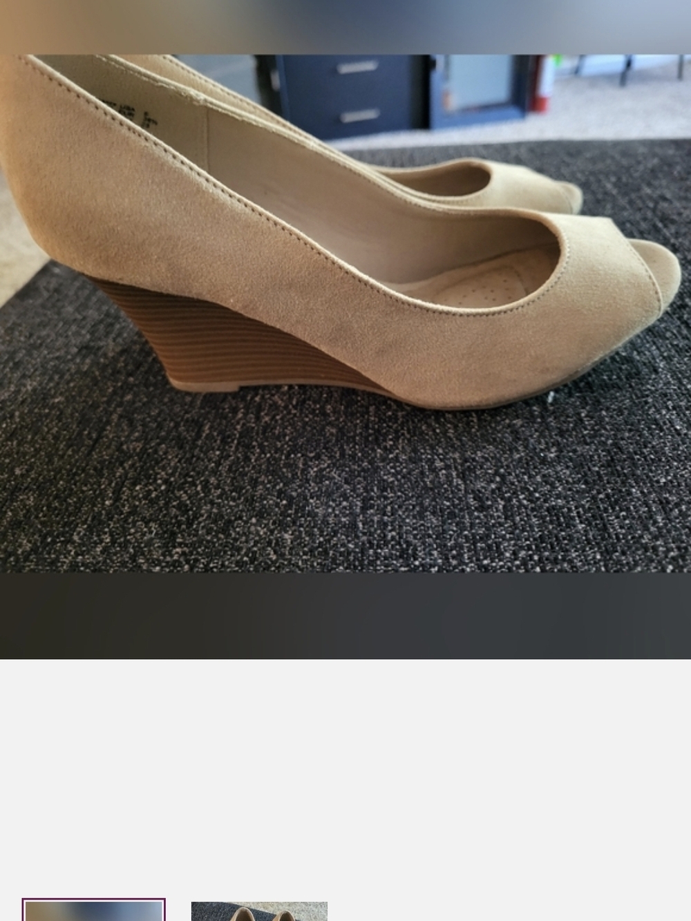 Beige Peep-Toe Wedge Heels - Women's Classic Style